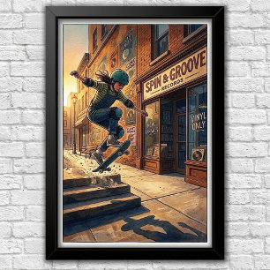 Moderne urbane Skateboard-Schlafzimmer-Wandposter Poster