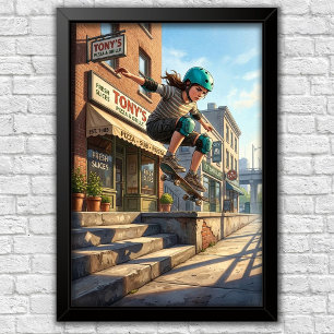 Moderne urbane Skateboard-Schlafzimmer-Wandposter Poster