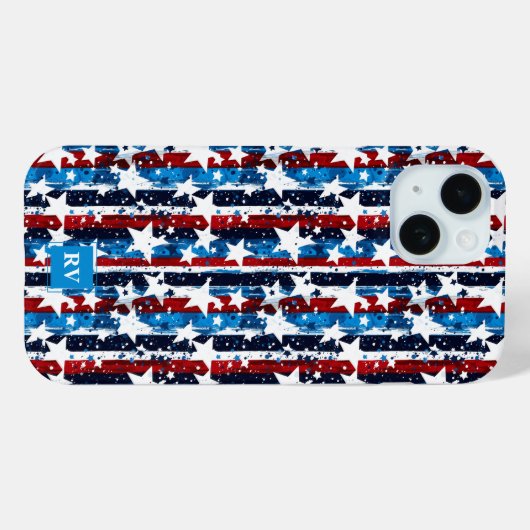 Moderne US Flagge Monogram USA Case-Mate iPhone Hülle (Rückseite (Horizontal))