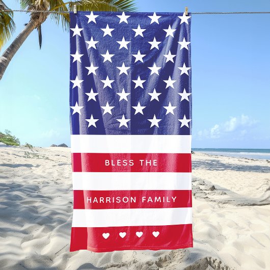 Moderne US Flagge Personalisiert Strandtuch