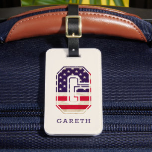 Moderne USA-Flagge Monogramm G Gepäckanhänger