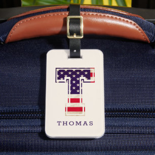 Moderne USA-Flagge Monogramm T Gepäckanhänger