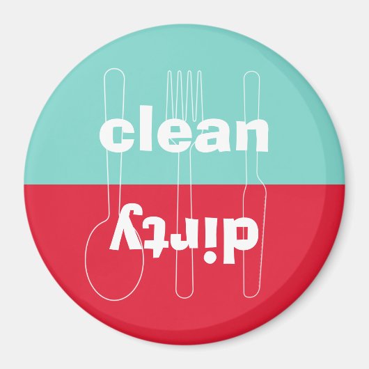 Moderne Utensilien schmutzig saubere, blaue Geschi Magnet (Vorne)