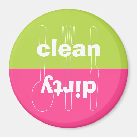 Moderne Utensilien schmutzig saubere, pinkfarbene Magnet (Vorne)