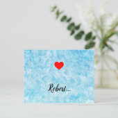 Moderne Valentine Liebe Herz Blue Hintergrund Postkarte (Stehend Vorderseite)
