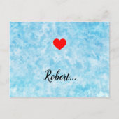 Moderne Valentine Liebe Herz Blue Hintergrund Postkarte (Vorderseite)