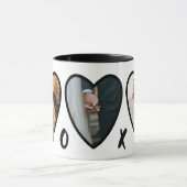 Moderne Valentines Black Hearts Foto Collage Tasse (Zentrum)