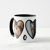 Moderne Valentines Black Hearts Foto Collage Tasse (Vorderseite Links)