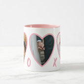 Moderne Valentines Blush Pink Hearts Foto Tasse (Zentrum)