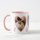 Moderne Valentines Blush Pink Hearts Foto Tasse (Links)