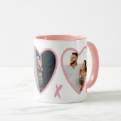 Moderne Valentines Blush Pink Hearts Foto Tasse (VorderseiteRechts)