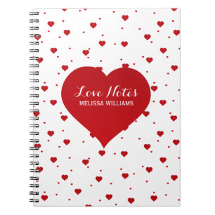 Moderne Valentines Muster in Rot und Weiß Herz Notizblock