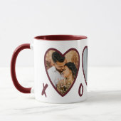 Moderne Valentines Red Hearts Foto Collage Tasse (Links)