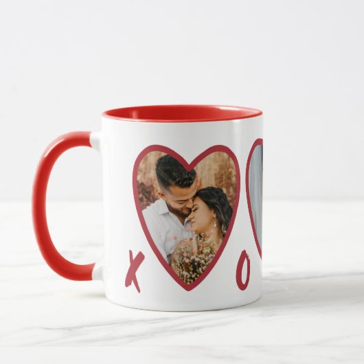 Moderne Valentines RedHearts Foto Tasse (Links)