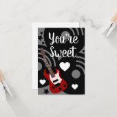 Moderne Valentines Rock Guitar Musical Hearts Karte (Vorderseite/Rückseite Beispiel)