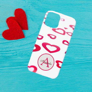 Moderne Valentinherzen mit Monogramm und Namen Case-Mate iPhone Hülle