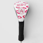 Moderne Valentinherzen mit Monogramm und Namen Golf Headcover (Vorderseite)