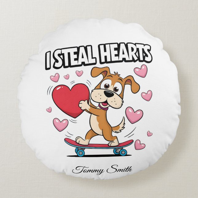 Moderne Valentinpillows für Paare Rundes Kissen (Vorderseite)