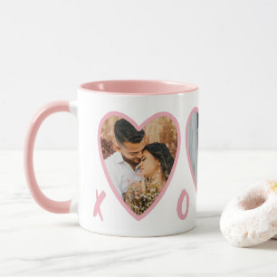 Moderne Valentinsgruß-Rosa-Herzen-Fotomug Tasse