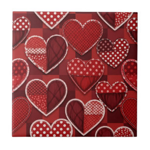 Moderne Valentinsherz Rot Schwarz Weiß Fliese