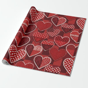 Moderne Valentinsherz Rot Schwarz Weiß Geschenkpapier