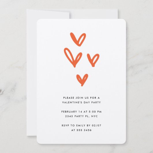Moderne Valentinstag Einladung mit Herz (Vorderseite)