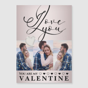 Moderne Valentinstag-Fotocollage Magnetkarte