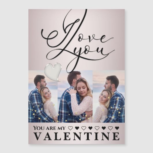 Moderne Valentinstag-Fotocollage Magnetkarte (Vorderseite)