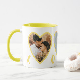 Moderne Valentinstag-Gelbe-Herzen-Fotomug Tasse