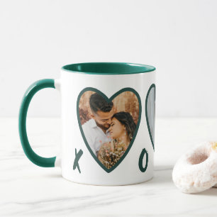 Moderne Valentinstag-Grüne-Herzen-Foto Tasse