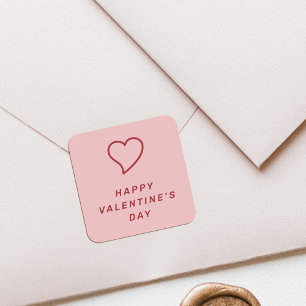 Moderne Valentinstag-Herz-Symbol-Aufkleber - Pink Quadratischer Aufkleber
