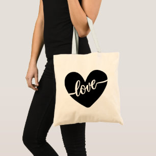 Moderne Valentinstag-Liebe-Schrift mit schwarzem H Tragetasche