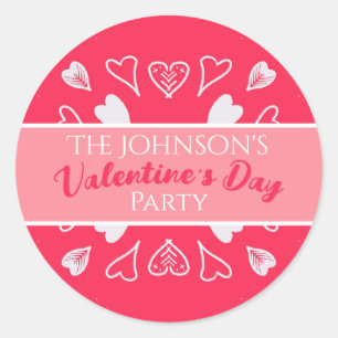 Moderne Valentinstag-Party Rosa Runder Aufkleber