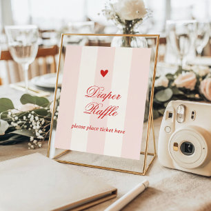 Moderne Valentinstag-Raffel mit rosa Herzstreifen Poster