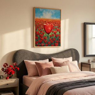 Moderne Valentinstag-Tulpen-Herz-Feld-Wandkunstpos Poster