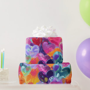 Moderne Valentinstag-Verpackung – Abstrakt Bunt Geschenkpapier
