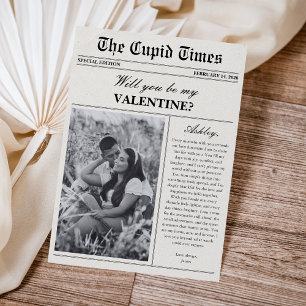 Moderne Valentinstagskarte mit Zeitungsfoto Feiertagskarte