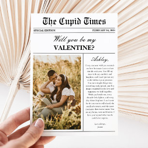 Moderne Valentinstagskarte mit Zeitungsfoto Feiertagskarte