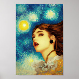 Moderne Van Gogh's Starry Night Style Exotic Beaut Poster