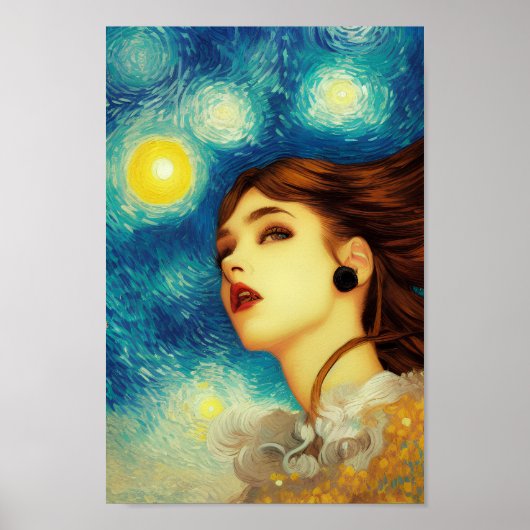 Moderne Van Gogh's Starry Night Style Exotic Beaut Poster (Vorne)