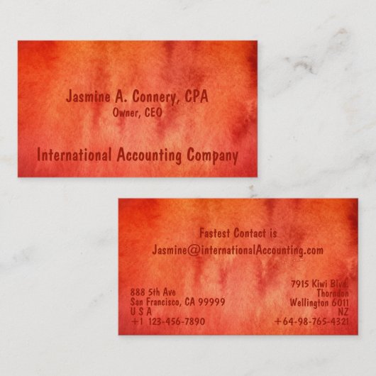 Moderne, variierte Red Orange Business Card Visitenkarte (Vorne/Hinten)