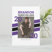 Moderne Varsity Foto Grad Einladungskarte (Stehend Vorderseite)