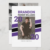 Moderne Varsity Foto Grad Einladungskarte (Vorne/Hinten)