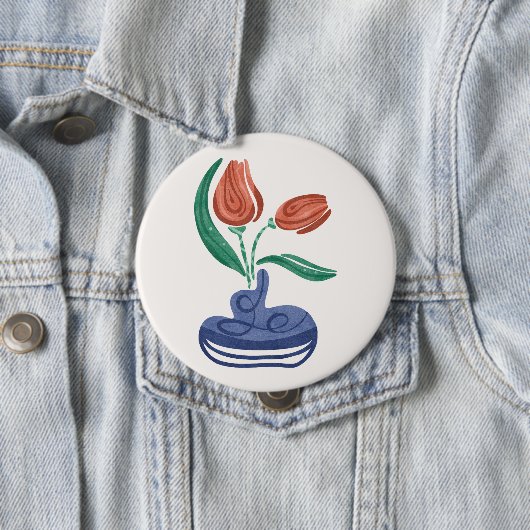 Moderne Vase mit Tulips | Floral Still Life Art Button (Beispiel)