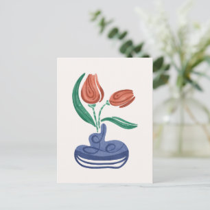 Moderne Vase mit Tulips   Floral Still Life Art Feiertagspostkarte