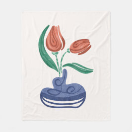 Moderne Vase mit Tulips | Floral Still Life Art Fleecedecke