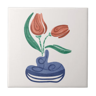 Moderne Vase mit Tulips   Floral Still Life Art Fliese