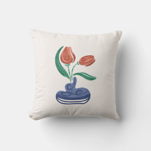 Moderne Vase mit Tulips Floral Still Life Art Kissen