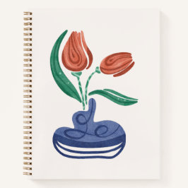 Moderne Vase mit Tulips | Floral Still Life Art Notizblock