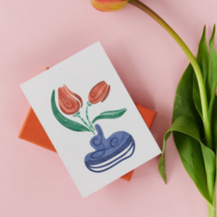 Moderne Vase mit Tulips Floral Still Life Art Postkarte